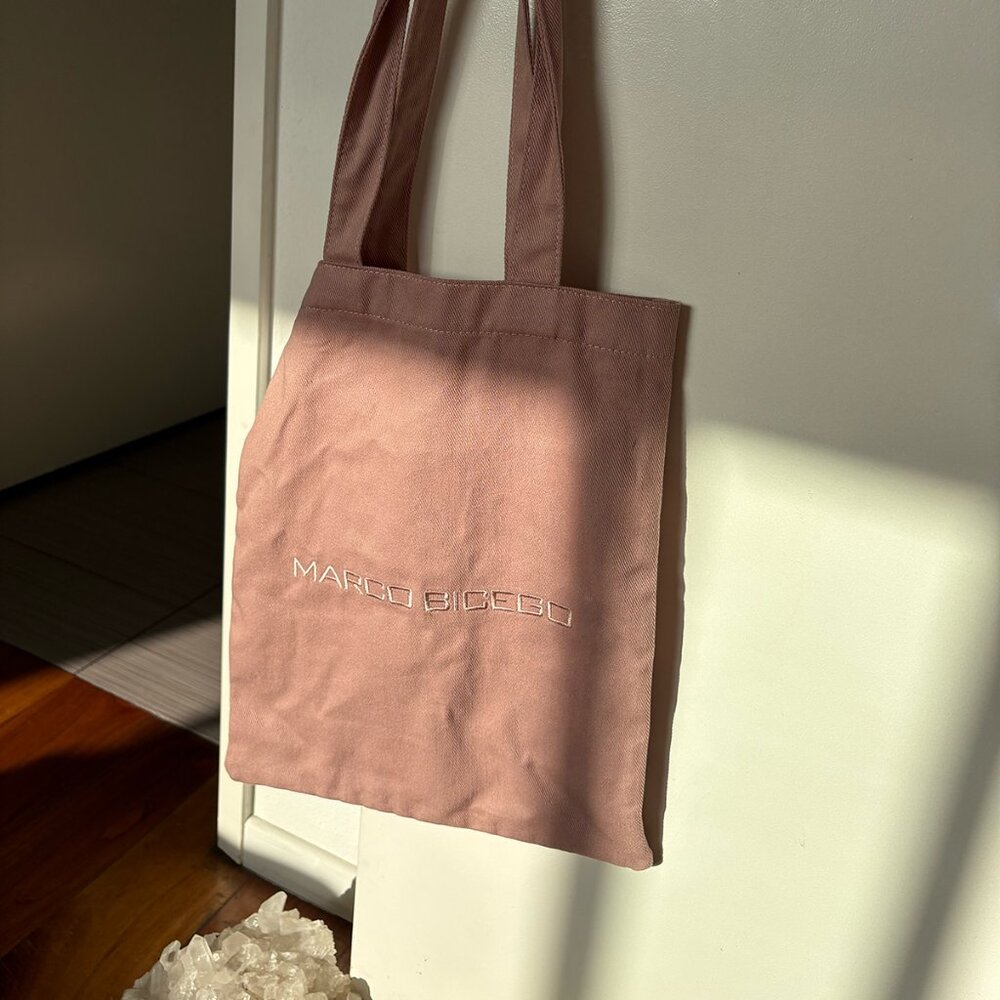 Marco Bicego Canvas Tote Bag in Cream in Dusty Rose